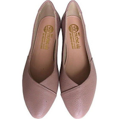 Giày búp bê Trường Hải màu hồng phấn da bò thật mềm mại đê cao su không trơn trượt  BB088 [HÌNH ẢNH THẬT ]