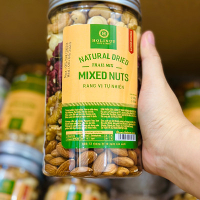 Mix nhân hạt cao cấp Thương Hiệu HOLINUT / Nhân óc chó vàng, nhân óc chó đỏ, nhân macca, hạt hạnh nhân, hạt điều - đóng gói 500gr