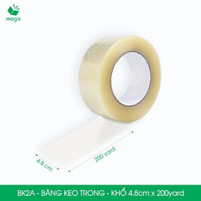  BK2A - 1 cuộn băng keo trong khổ 4.8cm x 200yard - Băng dính đóng hàng, băng keo khổ lớn