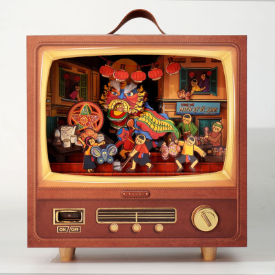 Hộp Quà Trung Thu IKACHI "Truyền Hình Trở về miền ký ức xanh" - Set 4 bánh, có nút phát nhạc, nến + đế nến