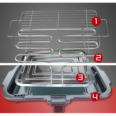Bếp Nướng Điện, Loại Có Vỉ Chống Dính, Bếp Nướng Điện Không Khói Electric Barbecue Grill, Công Suất 2000w - Hàng Nhập Khẩu