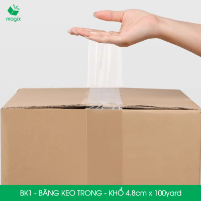 BK1 - 4.8cm loại 6 cuộn/kg - Bộ 12 cuộn băng keo đóng thùng hộp carton
