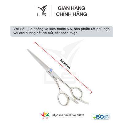 Kéo cắt tóc LS lưỡi thẳng quai offset vênh đỡ ngón cố định PFL