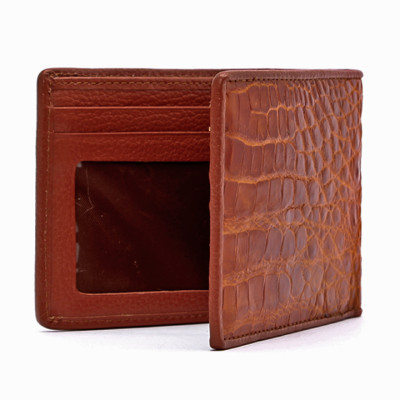 HJ2215 - Bóp nam Huy Hoàng da cá sấu đầu gù màu vàng