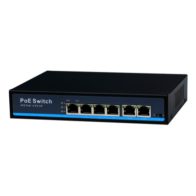6 Port Fast Ethernet unmanaged, 4 Port PoE Switch