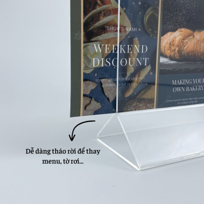 Kệ mica 2 mặt Enter E03 120x180mm chân tam giác