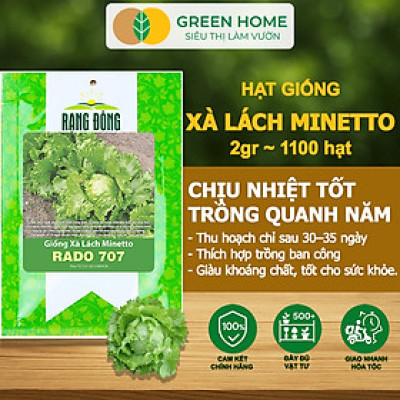 Hạt Giống Xà Lách MINETTO GreenHome, Gói 2gr1100 hạt, Dễ Trồng Quanh Năm, Năng Suất Cao R19