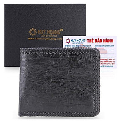 HC2416 - Bóp nam Huy Hoàng da đà điểu đan viền màu đen