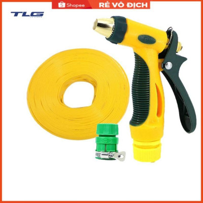 Bộ dây vòi xịt nước rửa xe,tưới cây tăng áp 3 lần 7-10M( nối nhựa xanh) 206317
