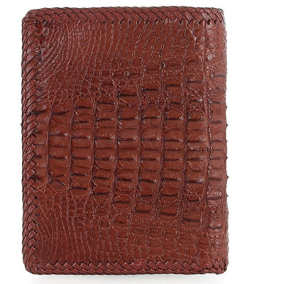 HJ2761-63-65 - Ví nam da cá sấu nguyên con kiểu đứng đen, nâu đất, nâu đỏ