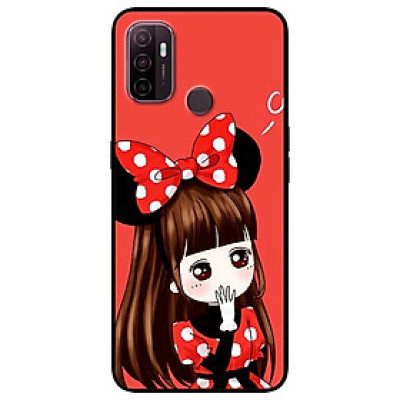 Ốp lưng dành cho Oppo A53 mẫu Cô Gái Đầm Chấm Bi