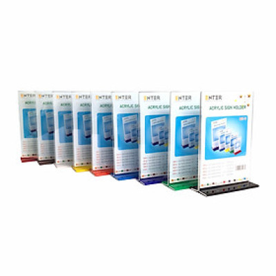 Kệ menu nhà hàng, Standee mica để bàn, Bảng quét mã QR Code, Kệ mica 2 mặt Enter E07-U 150x210mm đế lùa uốn bằng A5 đứng