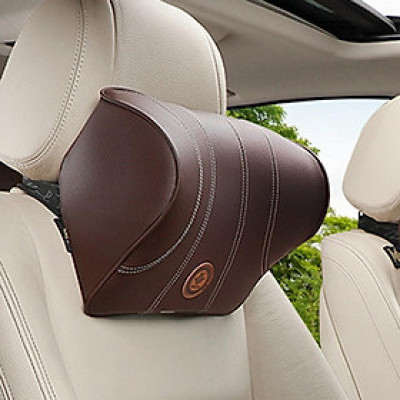 Gối tựa đầu ô tô chất cao su non đúc nguyên khối bọc da cao cấp cho xe hơi ghế văn phòng siêu đàn hồi