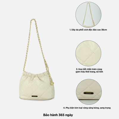 Túi đeo vai đi chơi nữ phom mềm chần trám phối dây xích IDIGO FB2-3394