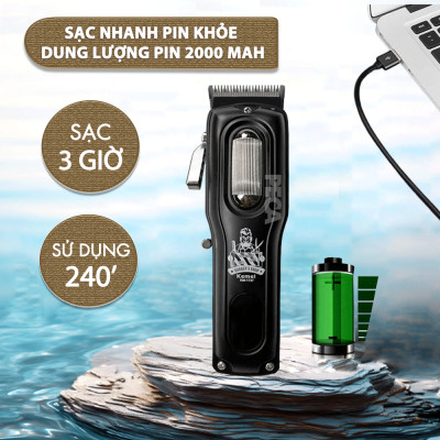 Tông đơ cắt tóc chuyên nghiệp Kemei KM-1727 công suất mạnh 8W màn hình LCD sạc nhanh USB tiện lợi - Chính hãng
