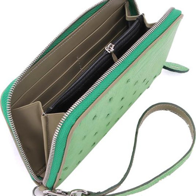 Ví Nữ Da Đà Điểu 1 Khóa Vip Huy Hoàng HT3438 (19 x 10,5 cm) - Xanh Lá