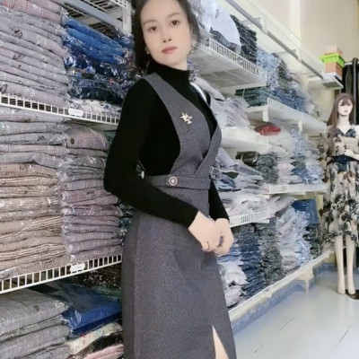 Set đầm yếm kèm áo dệt kim thu đông cao cấp Myqlothing.