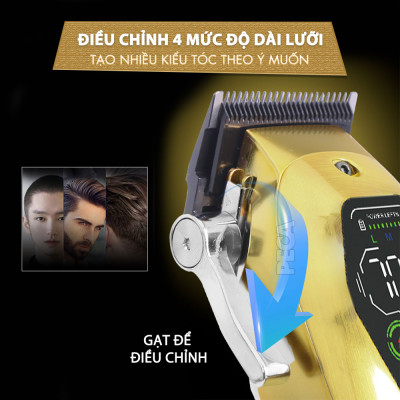 Tông đơ cắt tóc chuyên nghiệp Kemei KM-1698 lưỡi cắt mạ carbon DLC cao cấp công suất siêu mạnh 10W - Chính hãng