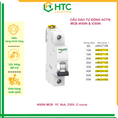 [Hàng chính hãng Schneider Electric] Cầu dao / Aptomat tự động  MCB Acti9 IK60N 3P 6kA 400V, C Curve