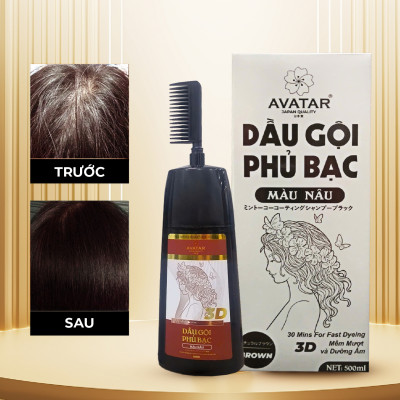 Dầu Gội Phủ Bạc Thảo Dược Avatar Color Hair Shampoo Chai 500 mL (02 Màu)