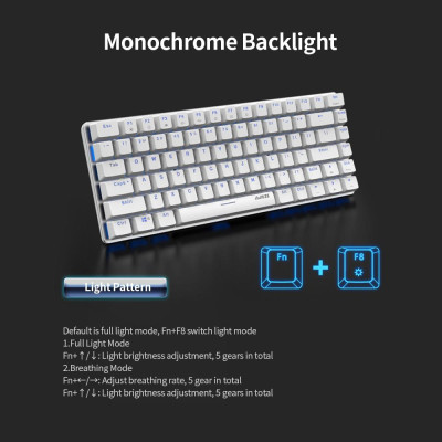 Bàn phím cơ Ajazz AK33 82 Phím BT & chế độ kép có dây USB Đèn nền đơn sắc phù hợp với văn phòng chơi game - Màu trắng (đỏ)