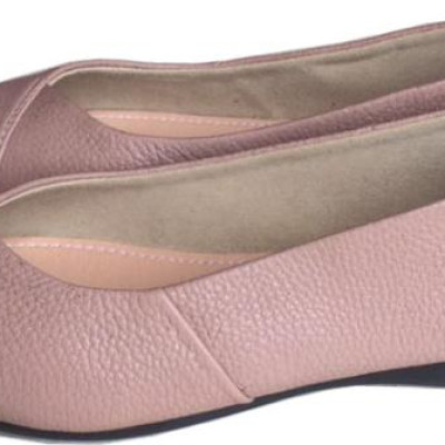 Giày búp bê Trường Hải màu hồng phấn da bò thật mềm mại đê cao su không trơn trượt  BB088 [HÌNH ẢNH THẬT ]