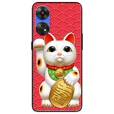 Ốp lưng dành cho Oppo Reno 8T 4G - Reno 8T 5G - Reno 10 5G - Reno 10 Pro 5G - Mèo May Mắn Nền Đỏ 1 - Hàng Chính Hãng