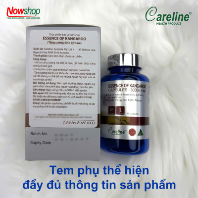 Essence of Kangaroo Careline Úc Hộp 60 viên tăng cường sinh lý nam, tăng testosterone tự nhiên