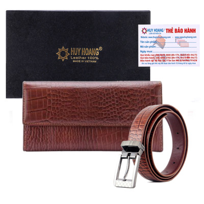 Combo Ví Và Thắt Lưng Nữ Huy Hoàng HT3150-HT5122 (11.5 x 23 cm) - Nâu