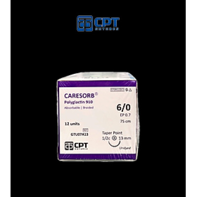 Chỉ phẫu thuật tự tiêu CPT Caresorb Polyglactin 910 số 6/0 (Undyed) - GTU07A13