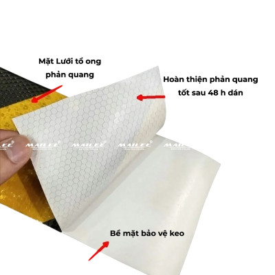 Băng Dính Phản Quang Cảnh Báo An Toàn Hình Mũi Tên 25m x 5cm, Dùng Dán Xe Ô tô, Thùng Xe Tải, Định Hướng An Toàn, chất liệu PVC Chống Thấm Nước - Mai Lee