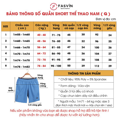 Quần đùi nam Fasvin Q21450.HN short thể thao vải gió chun trơn mát co giãn 4 chiều.
