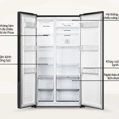 Tủ lạnh Side By Side Hisense Inverter Pro 519 Lít HS56WBG, Mặt Gương Sang Trọng, bảo hành 3 năm - HÀNG CHÍNH HÃNG