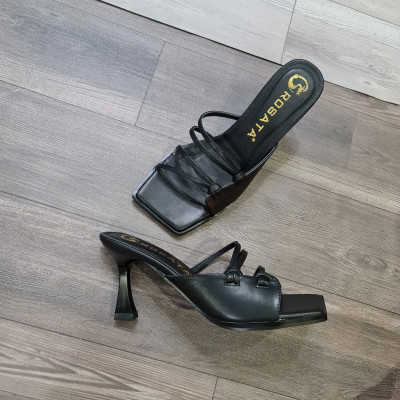 Dép nữ quai ngang, gót nhọn ROSATA RO732 - 7p - Đen, Bạc - BKSTORE