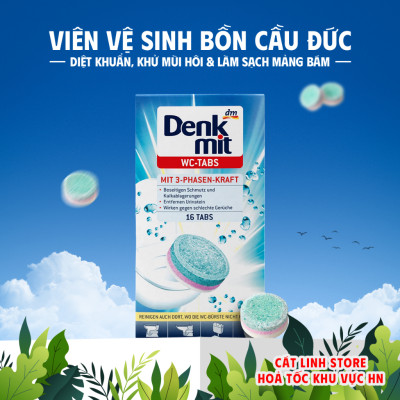Viên tẩy bồn cầu Denkmit Đức 16 viên diệt khuẩn, khử mùi hôi, sạch mảng bám