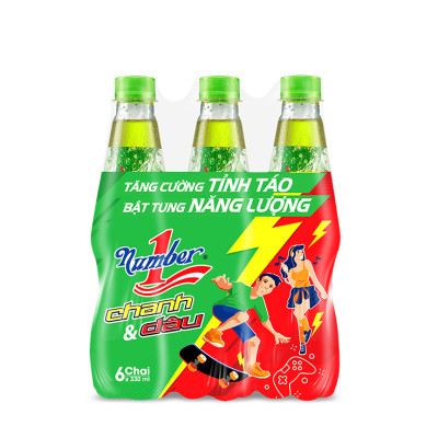 Thùng 24 chai Nước tăng lực Number 1 hương chanh chai PET 330 ml