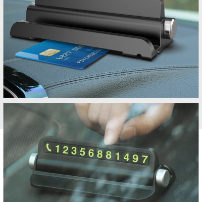 Bảng Số Điện Thoại Ô Tô, thẻ ghi số điện thoại gắn Taplo Xe hơi, ô tô Y6962 kèm khe đặt Điện thoại (màu Đen)