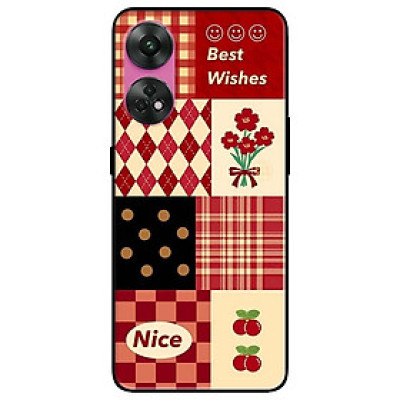 Ốp lưng dành cho Oppo Reno 8T 4G - Reno 8T 5G - Reno 10 5G - Reno 10 Pro 5G - Ô Vuông Đỏ Cherry - Hàng Chính Hãng