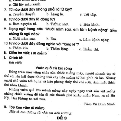 Đề Kiểm Tra Định Kỳ Tiếng Việt - Toán - Khoa Học - Lịch Sử - Địa Lí Lớp 5