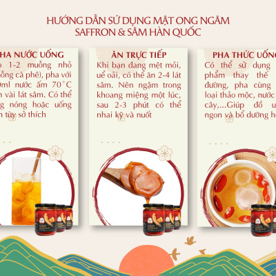 Sâm mật ong saffron Kingdom Herb chính hãng thượng hạng hộp 320g (tặng que lấy mật và bình thuỷ tinh)