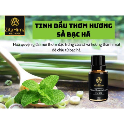 Tinh dầu Sả Bạc Hà ZitaHima dung tích 10ml - Tinh dầu thiên nhiên nhập khẩu - Tinh dầu xông hơi