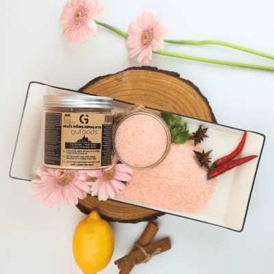 Muối hồng Himalaya GUfoods (dạng hạt mịn) - Tự nhiên, Giàu khoáng chất vi lượng, Không phụ gia, Không tinh chế