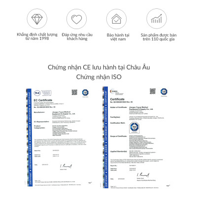 Máy hút dịch 1 bình dành cho người lớn và trẻ em YUWELL 7E-A - Nhập khẩu chính hãng - Bảo hành 2 năm