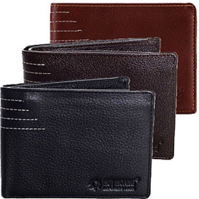 HT2128-29-30 - Ví nam Huy Hoàng viền chỉ màu da, đen, nâu