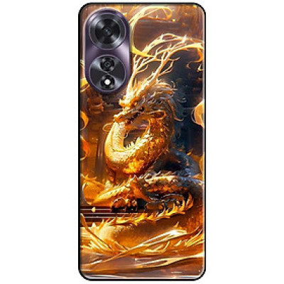 Ốp lưng cho Oppo A36 - A60 4G - A74 - A76 - A95 4G - A96 4G - Rồng Vàng Lửa - Hàng Chính Hãng