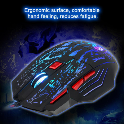 Chuột chơi game có dây HXSJ H300 USB  công thái học với đèn thở 5500DPI 7 nút dành cho máy tính xách tay PC