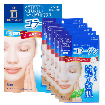Mặt Nạ Dưỡng Trắng Collagen Kosé Softymo Clear Turn White Mask VC 5 Miếng