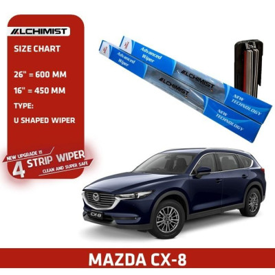 Gạt Mưa Xe Ô tô MAZDA Loại Silicon 4 Lưỡi Cao Cấp, Thiết Kế Thông Minh, Gạt Êm Và Sạch Hơn