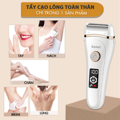 Máy cạo lông Kemei KM-392 chuyên dùng cạo lông toàn thân, bikini sử dụng pin sạc tiện lợi - Chính hãng
