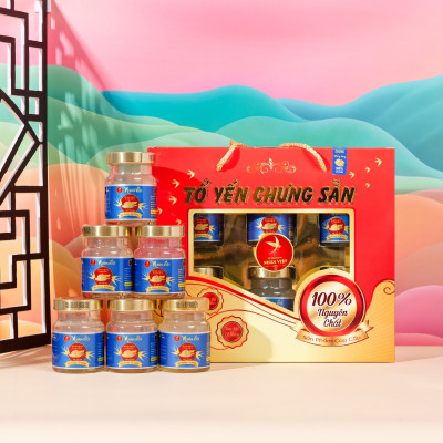 [Hộp 6 Lọ] Nước Yến Sào Chưng Đường Kiêng Nhân Việt 30% Yến 70ml/Hũ